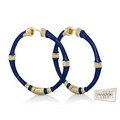 Lauren G. Adams Bamboo Hoop Earrings (Gold & Blue)